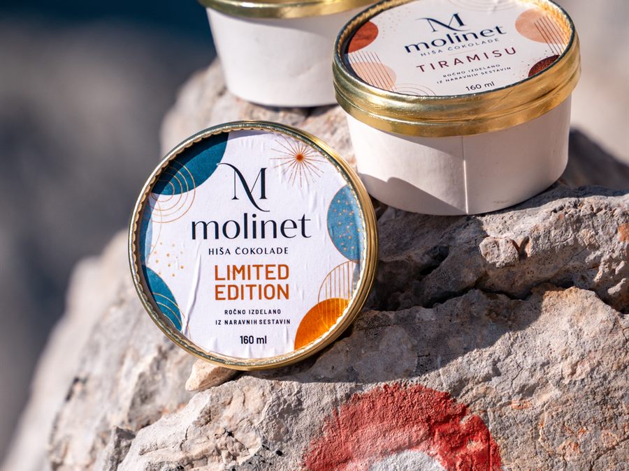 A Molinet dessert on a rock in the mountains